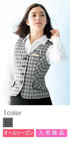 [通年]グレーチェック柄ベスト(76-FV35900)