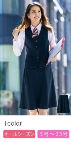 [通年]Aラインスカート[ストライプ/ストレッチ/抗菌/抗ウイルス](89-12121)