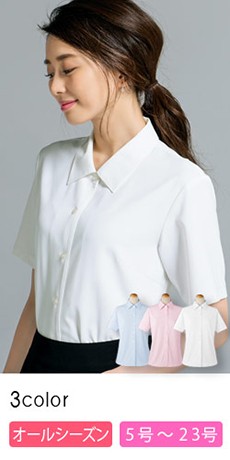 [通年]プチプライスに高機能が嬉しい、透けない半袖ブラウス(89-36492)