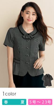 【在庫限り】[春夏用]オーバーブラウス[ストレッチ/吸水速乾/取り外し可能リボン付き](89-50470)