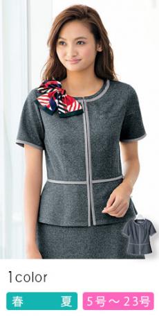 [春夏用]ベタつかず抜群の涼しさ、デニム調ニットのオーバーブラウス(89-50540)